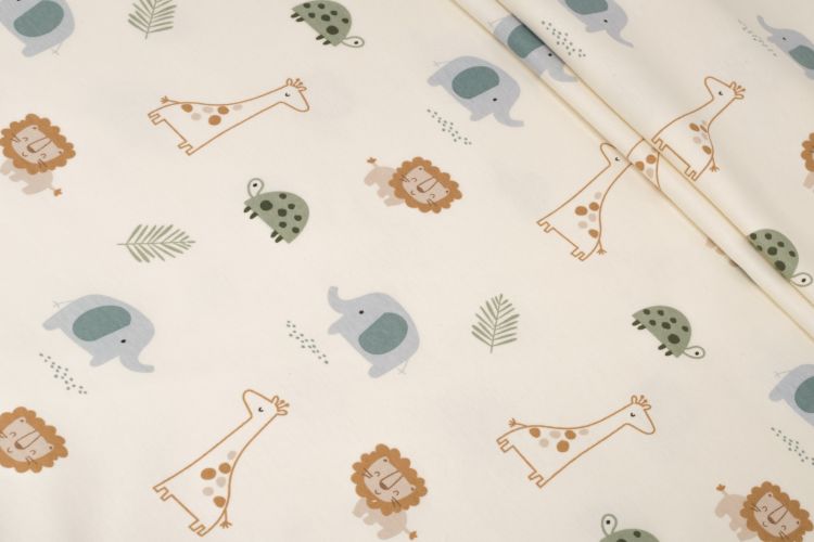 ТРИКОТАЖ КОТТОН ПРИНТ Молочный Животный мир,1111420