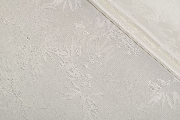 САТИН ЖАККАРД  Молочный Цветы,1134283