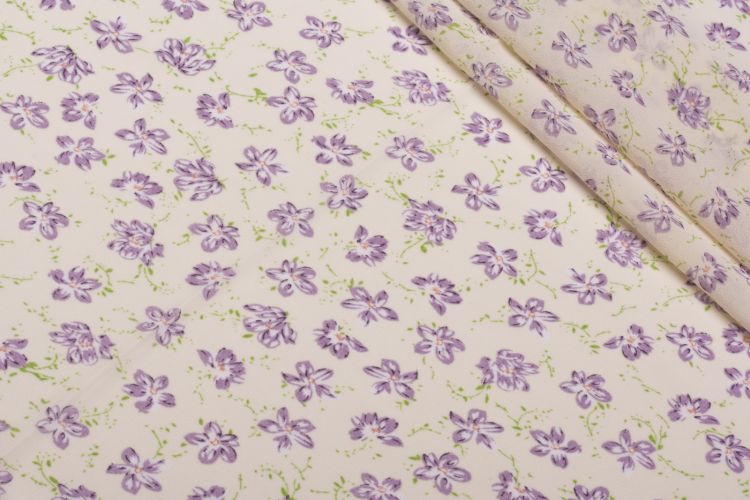 ШИФОН ПРИНТ Молочный Цветы,0969695