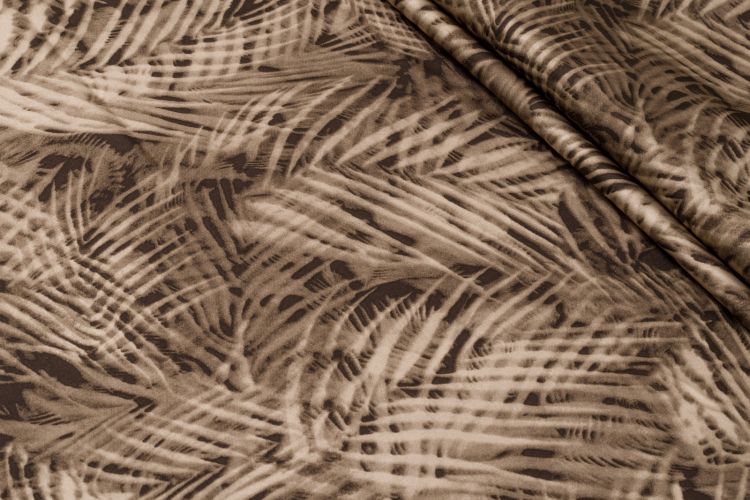 ШЕЛК САТИН АРМАНИ ПРИНТ Коричневый Цветы,1113745