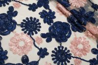 СЕТКА С АППЛИКАЦИЕЙ Молочный Цветы,1105979 фото #1
