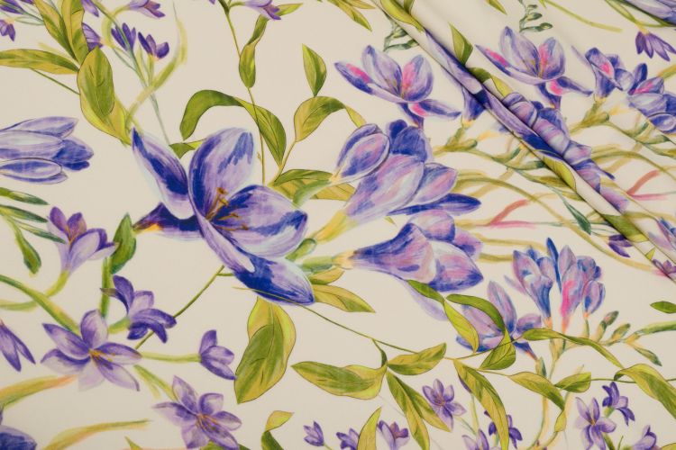 КРЕП ВИСКОЗА ПРИНТ Молочный Цветы,1141984