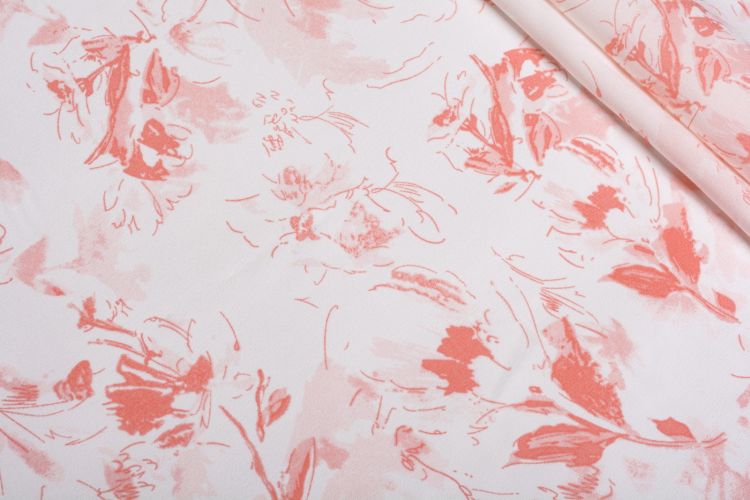 КРЕП ШИФОН ПРИНТ Молочный Цветы,0978963