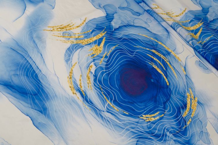 ВИСКОЗА ПОЛИРОВАННАЯ ПРИНТ Молочный Абстракции,1141533