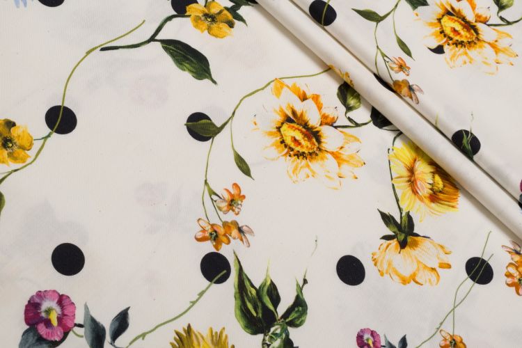 ВИСКОЗА ПРИНТ Молочный Цветы,1106051