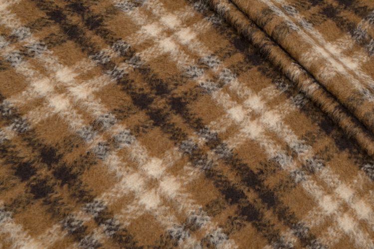 ПАЛЬТОВАЯ ШЕРСТЬ ПРИНТ Коричневый Клетки,1125793