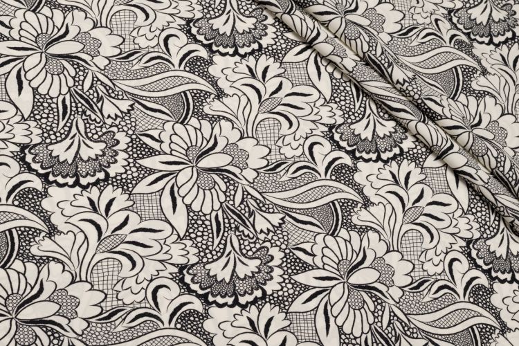 КРЕП ВИСКОЗА ПРИНТ Молочный Узоры ,1104637