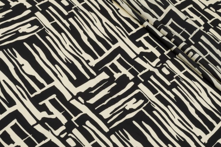 ШОВК САТИН ПРИНТ FAVORE Чорний Візерунки,1075197