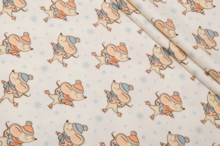 ТРИКОТАЖ КОТОН ПРИНТ Молочний Персонажі,1111451