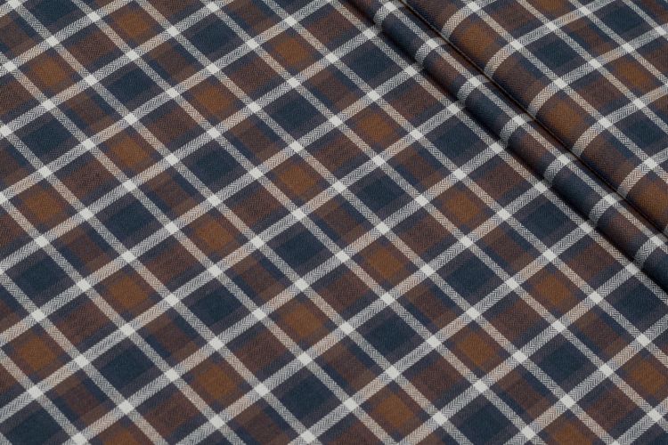 СОРОЧКОВИЙ КОТОН ПРИНТ Синій Клітини,1119990