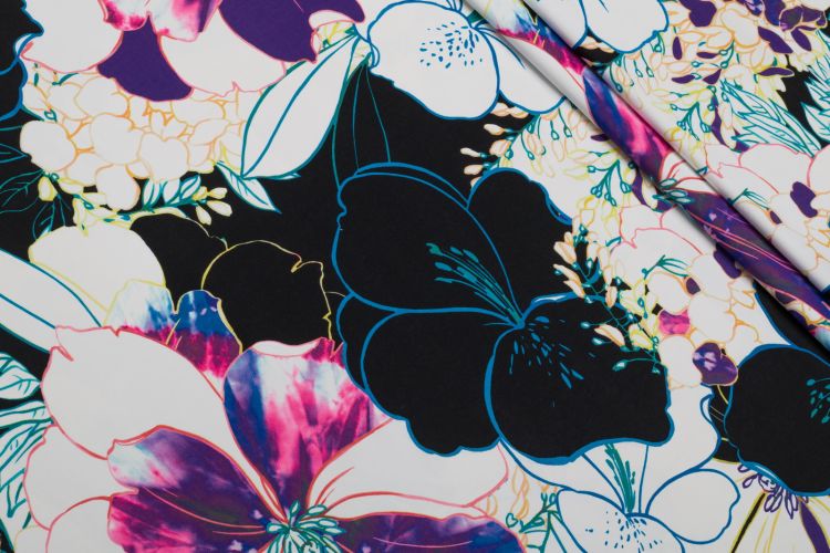 МІКРОФІБРА СПОРТ ПРИНТ ІТАЛІЯ Чорний Квіти,1069691