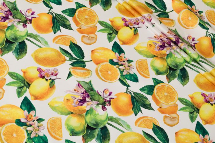 ШОВК САТИН АРМАНІ ПРИНТ Молочний Квіти,1140048