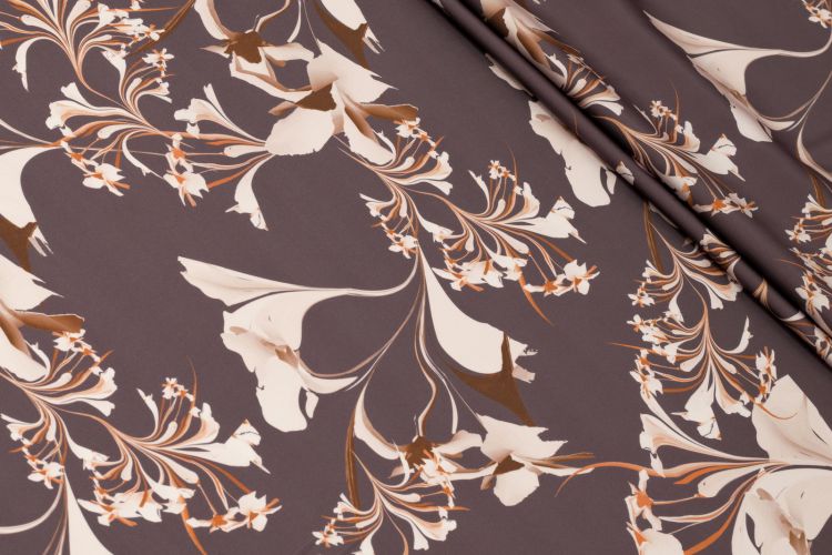 ШОВК САТИН АРМАНІ ПРИНТ Коричневий Квіти,1121641