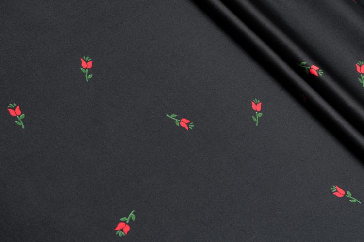 ШОВК САТИН АРМАНІ ПРИНТ Чорний Квіти,1051061