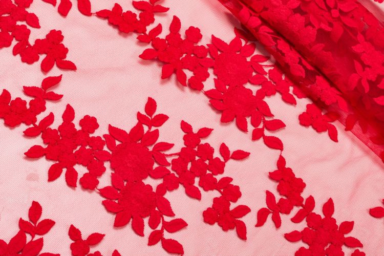 СІТКА З ВИШИВКОЮ Червоний Квіти,0575636