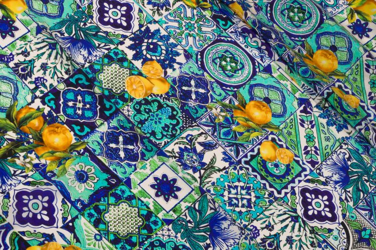 ШОВК ПРИНТ Синій Візерунки,1139080