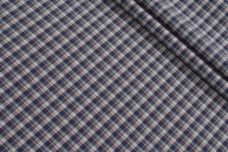 СОРОЧКОВИЙ СТРЕЙЧ КОТОН Синій Клітини,1010563