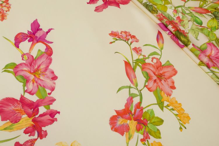 ВІСКОЗА ПОЛІРОВАНА ПРИНТ Молочний Квіти,1142035