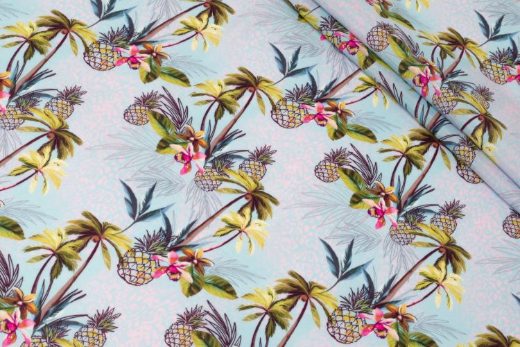 КРЕП ВІСКОЗА ПРИНТ Блакитний Квіти,1142127