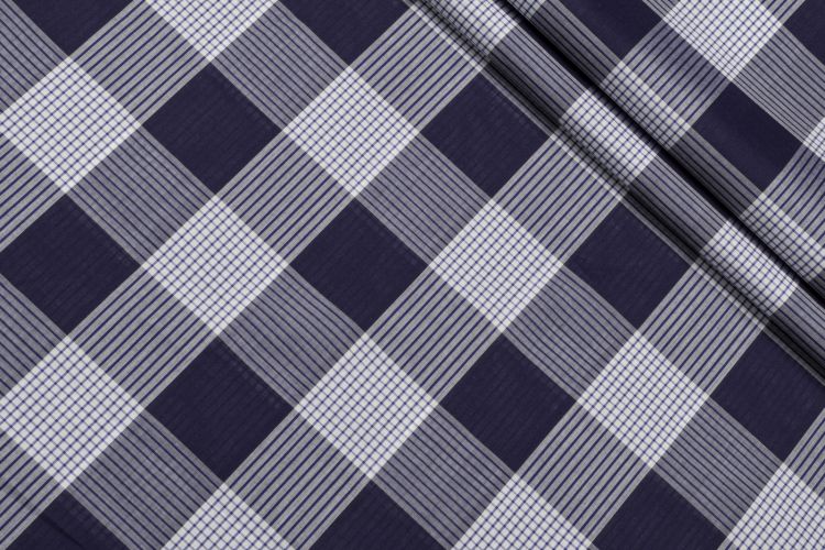 СОРОЧКОВИЙ СТРЕЙЧ КОТОН Синій Клітини,1071786