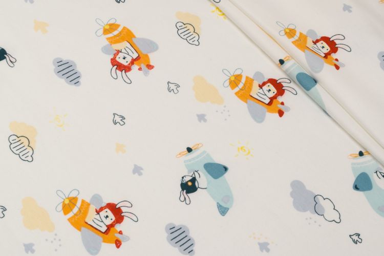 ТРИКОТАЖ КОТОН ПРИНТ Молочний Персонажі,1111475